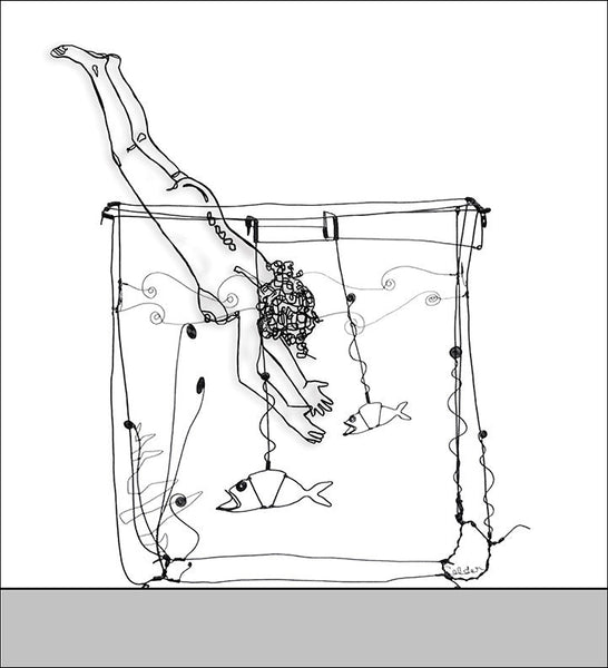 Grace Graupe-Pillard "Diving Into Calder's Goldfish Bowl" 16 x 16